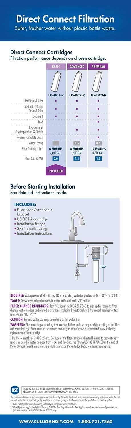 imageCULLIGAN USDC1 Under Sink Connect Drinking Water Direct Conn WTR System No Size White