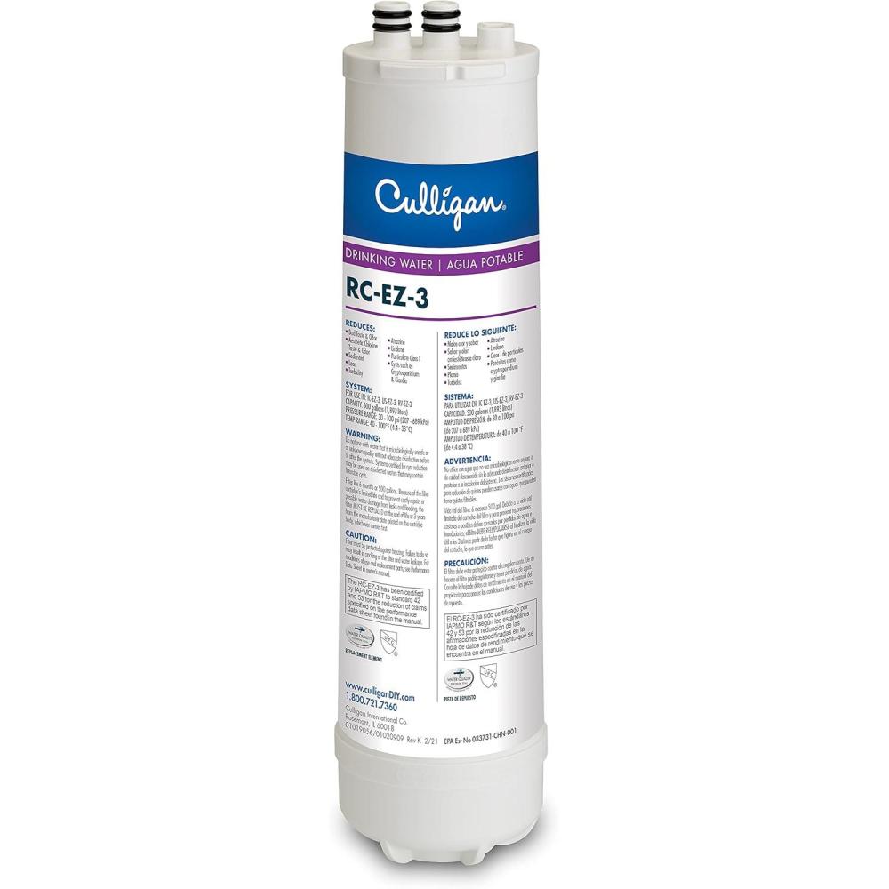 imageCulligan IC 3 EZChange Inline Icemaker and Refrigerator Filtration System with Filter 500 Gallon WhiteEZ3 Better