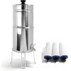 imageProOne Traveler StainlessSteel Gravity Filter System 225Gallon Water Capacity Countertop Water Dispenser for Home ampamp Travel with One 5 Filter ampamp Wire Stand Independently Tested Proven to ReduceThree 9 Filters