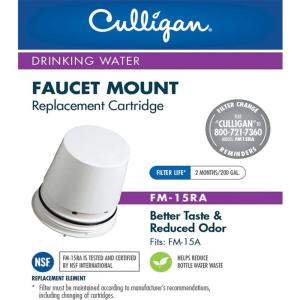 Culligan FM-15RA Replacement Water Filtration Cartridge | Extra Long Filter Life | Fits Faucet Mount Filter FM-15A | 1 Filter(White)