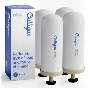 Culligan MaxClear 7” Gravity Water Filter Replacement Compatible with ProOne & Berkey Water Filter Systems, Ceramic & Carbon Filter NSF/ANSI Certified, Reduce Total PFAS, Microplastics & Lead, 2-Pack(4 Pack)