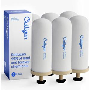 Culligan MaxClear 7” Gravity Water Filter Replacement Compatible with ProOne & Berkey Water Filter Systems, Ceramic & Carbon Filter NSF/ANSI Certified, Reduce Total PFAS, Microplastics & Lead, 2-Pack(6 Pack)